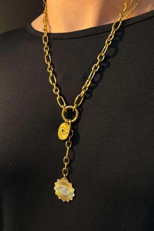 Laundry B Full Moon Evil Eye Necklace 18K Gold Plated